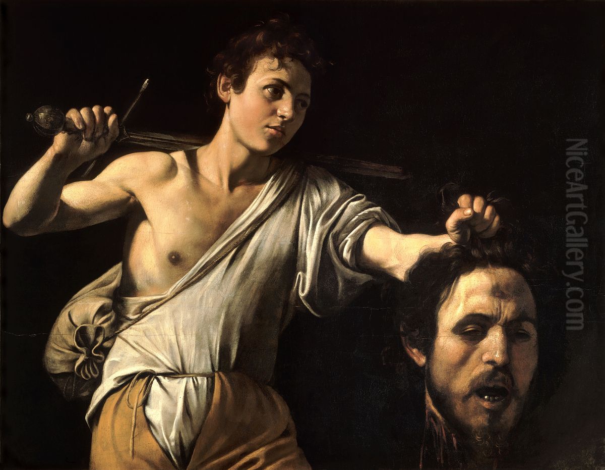 David with the Head of Goliath Oil Painting by Caravaggio