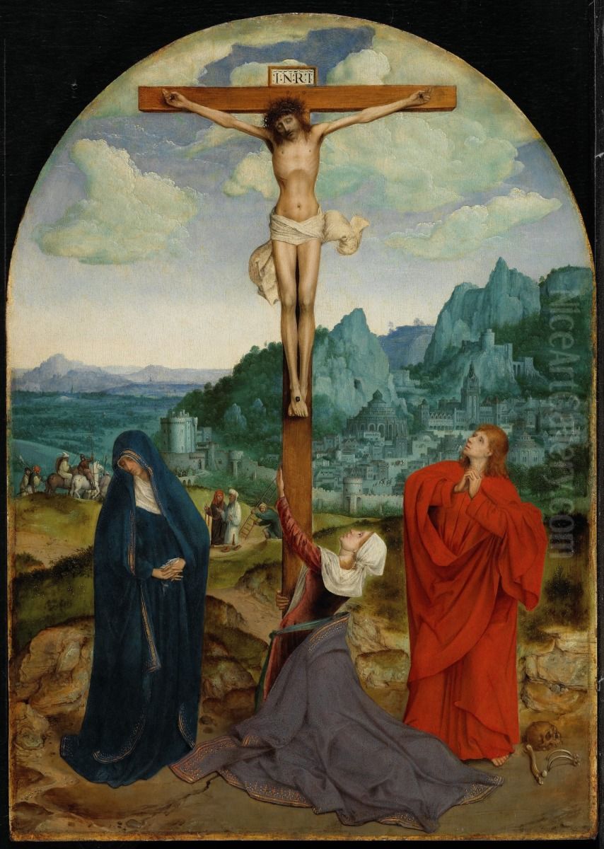 Crucifixion, with the Virgin and Saint John Oil Painting by Quinten Metsys