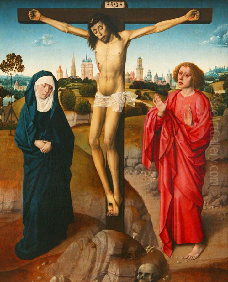 Christus am Kreuz zwischen Maria und Johannes Oil Painting by Dieric Bouts