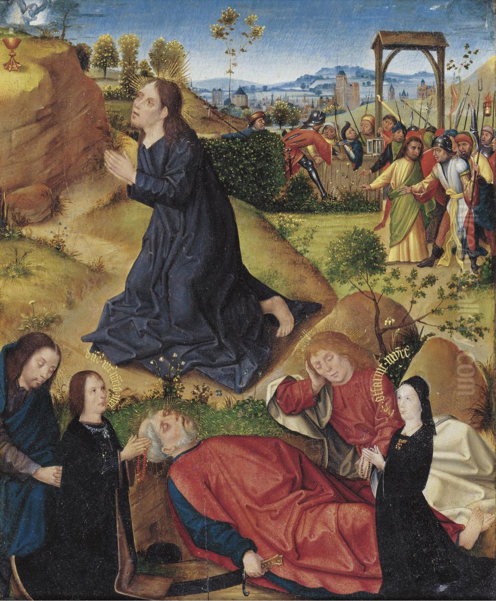 The agony in the garden with kneeling donors from the Judden (De Jode) family Oil Painting by unknown