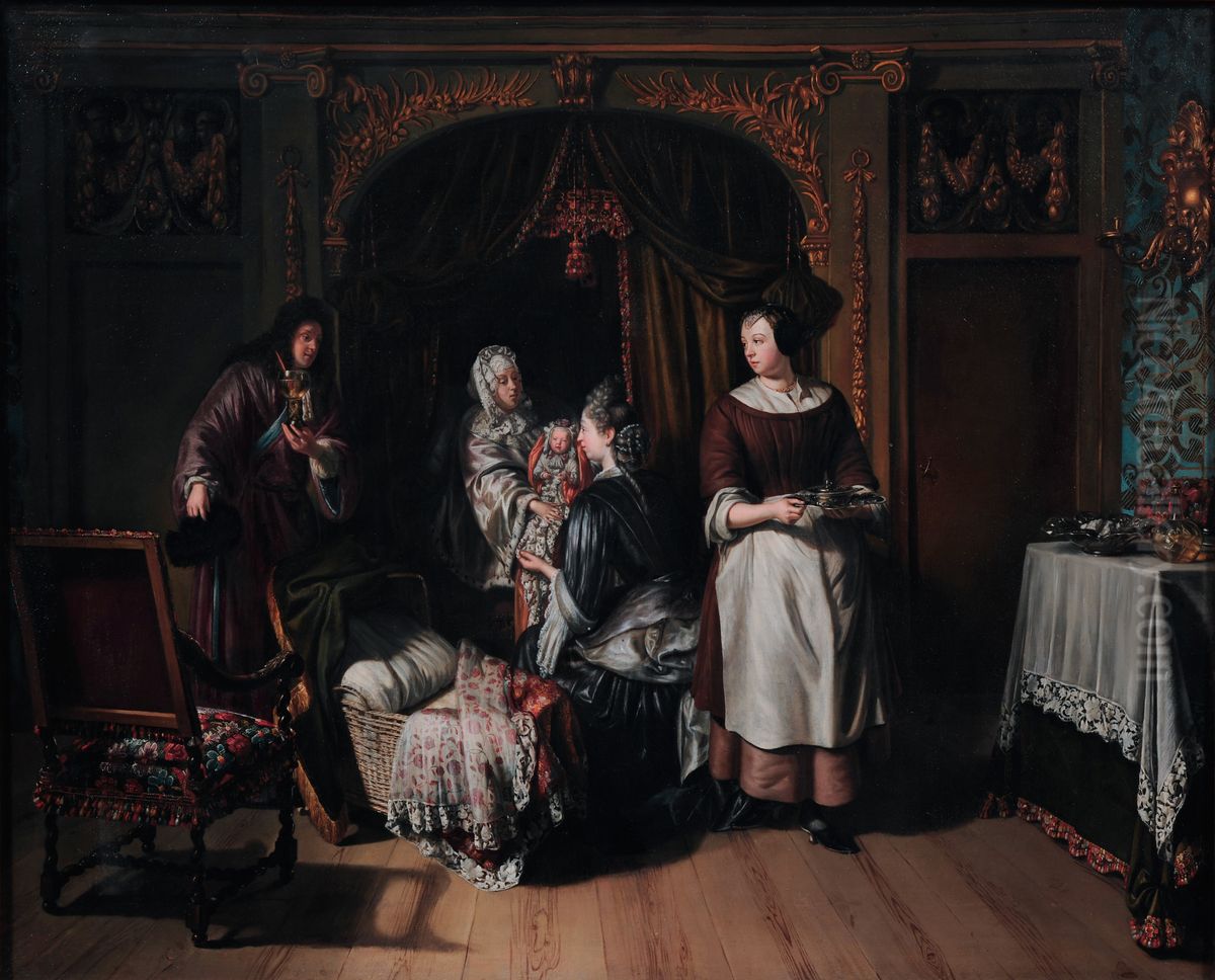 In de kraamkamer Oil Painting by Matthijs Naiveu