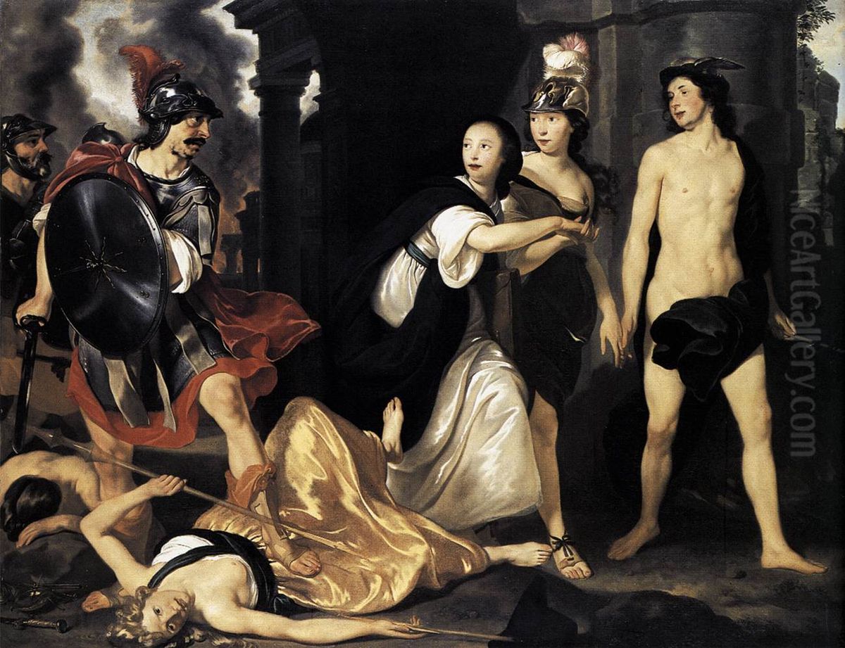 Mars Banishes 'Nering' from Leiden Oil Painting by Abraham Lambertsz van den Tempel