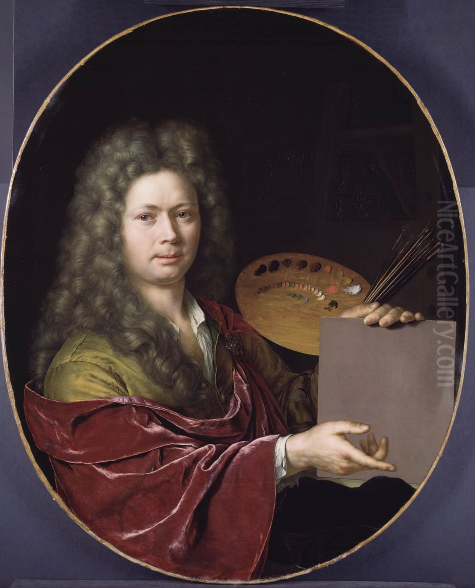 Self-portrait of Willem van Mieris (1662-1747) Oil Painting by Willem Van Mieris Leiden