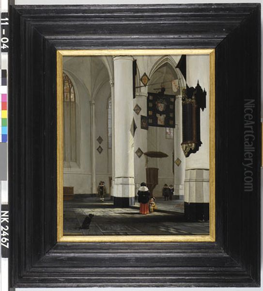 Interieur van de Pieterskerk in Leiden Oil Painting by Anthonie Van Borssom