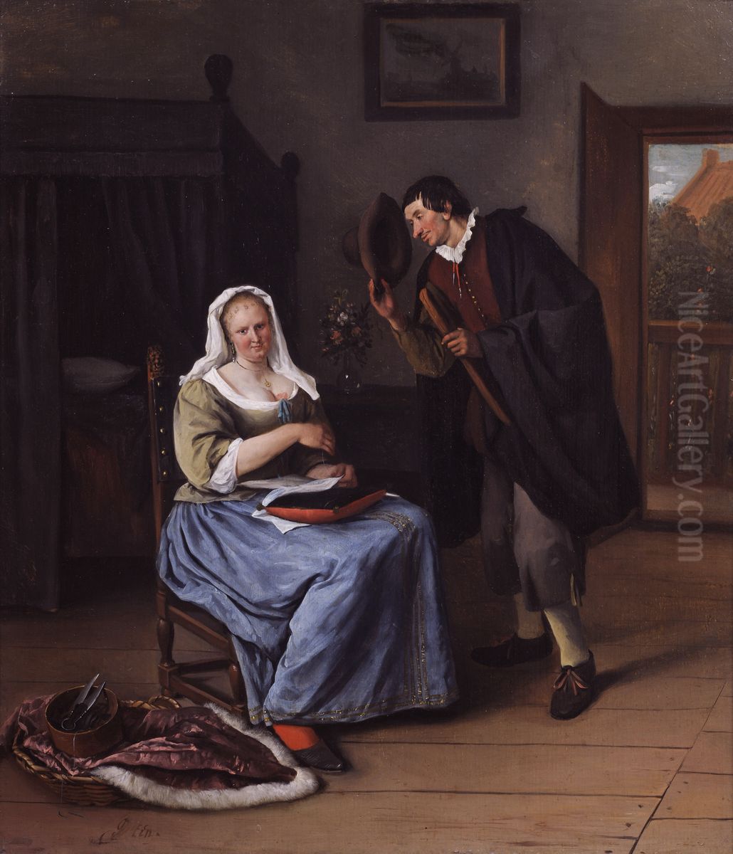 The Suitor Oil Painting by Jan Steen The Suitor Oil Painting by Jan Steen