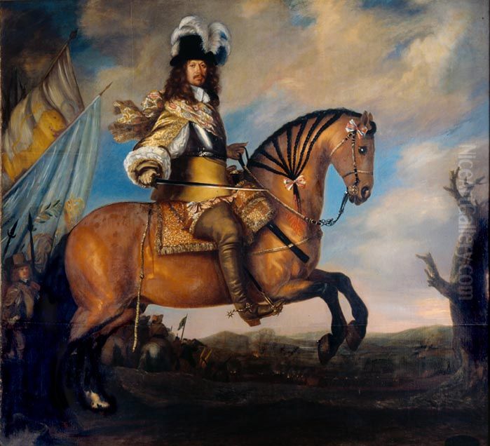 Equestrian portrait of Carl Gustaf Wrangel (1613-1676) Oil Painting by David Klocker Ehrenstrahl