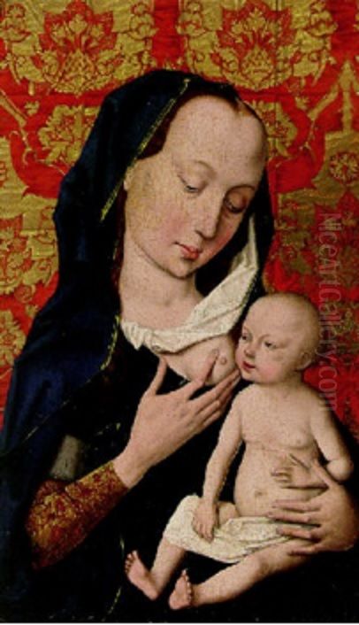 Maria met kind voor een brokaten achtergrond Oil Painting by Dieric Bouts