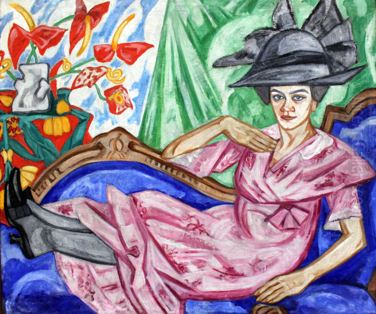 Portrait of sister Anna Vladimirovna Rozanova Oil Painting by Olga Rozanova