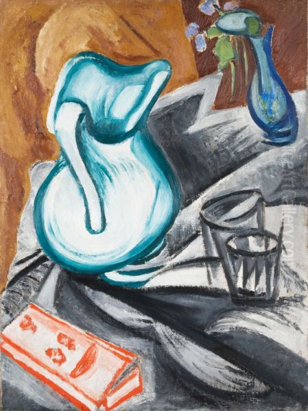 Still Life with Green Jug Oil Painting by Olga Rozanova