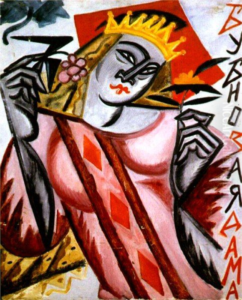 Queen of Diamonds Oil Painting by Olga Rozanova