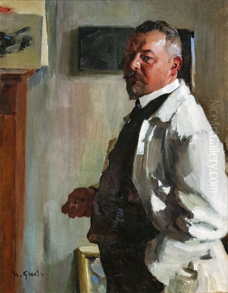 Retrat de l'escultor Beer (1846-1912) Oil Painting by Hermann Groeber