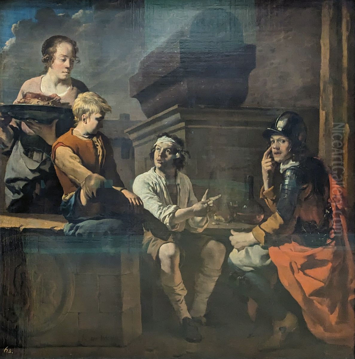 The Morra Players Oil Painting by Karel Dujardin