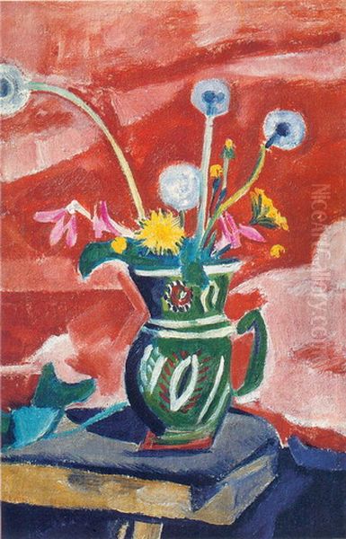 Jug with Flowers Oil Painting by Olga Rozanova