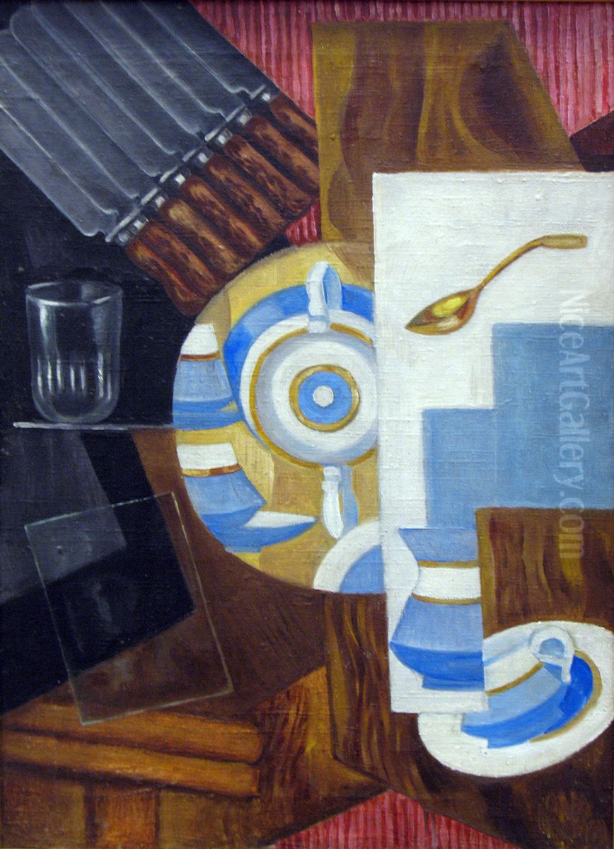 Sideboard with Dishes Oil Painting by Olga Rozanova