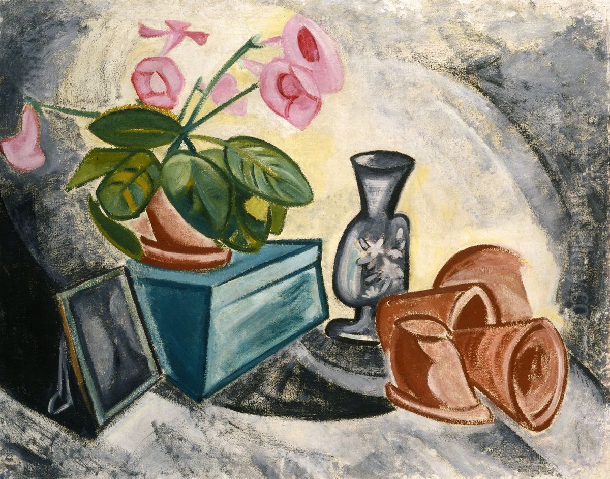 <<Naturmort. Gloksinii>> Oil Painting by Olga Rozanova