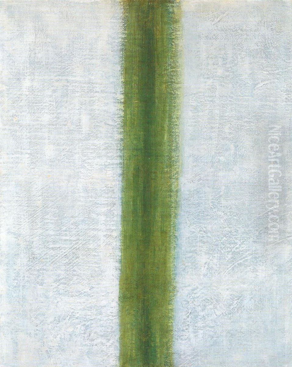 Green Stripe Oil Painting by Olga Rozanova