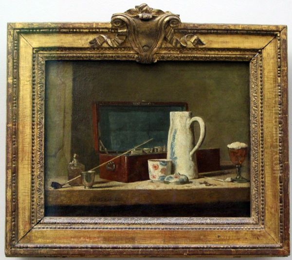 brocche e bicchieri, detto anche la tabagia Oil Painting by Jean-Baptiste-Simeon Chardin