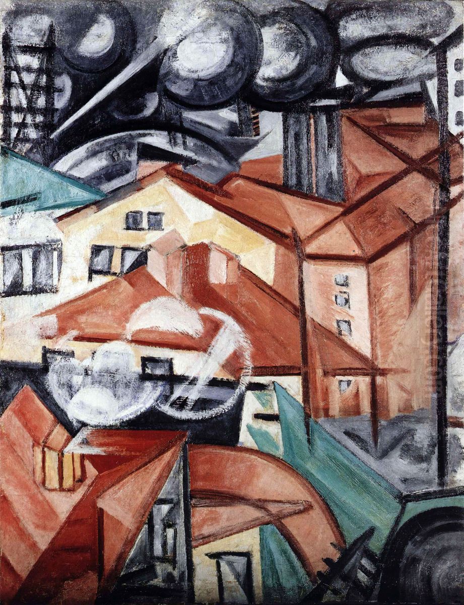 Cityscape Oil Painting by Olga Rozanova