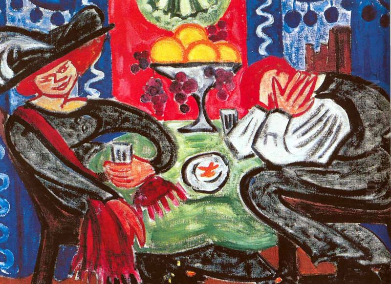 <<V kafe>> Oil Painting by Olga Rozanova