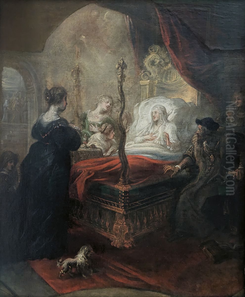 Saint Francis of Paola Prophesying the Birth of a Son to Louise of Savoy Oil Painting by Theodoor van Thulden