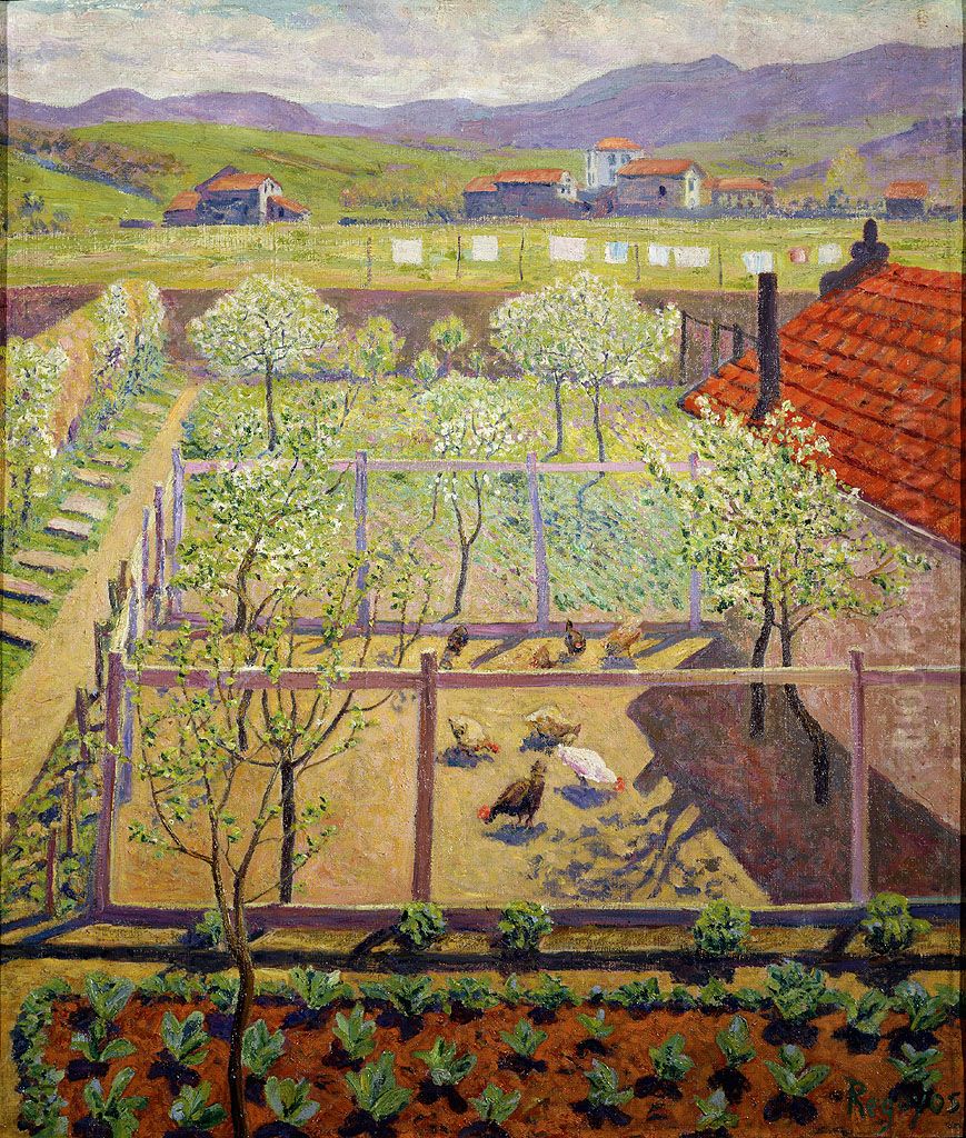 Henhouse Oil Painting by Dario de Regoyos y Valdes