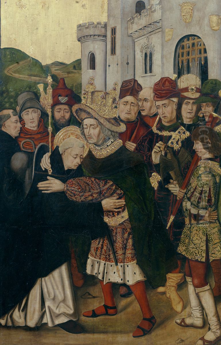 Fernando I de Castilla acogiendo a Santo Domingo de Silos Oil Painting by Bartolome Bermejo