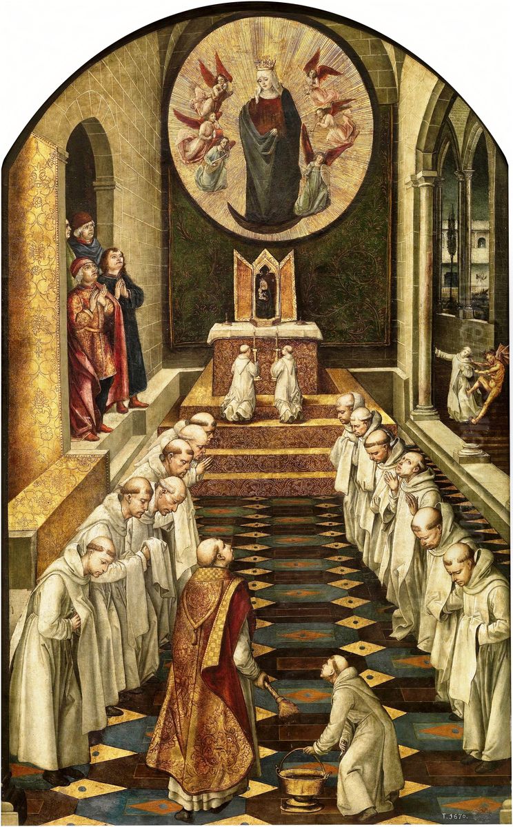 Aparicion de la Virgen a una comunidad de dominicos Oil Painting by Pedro Berruguete