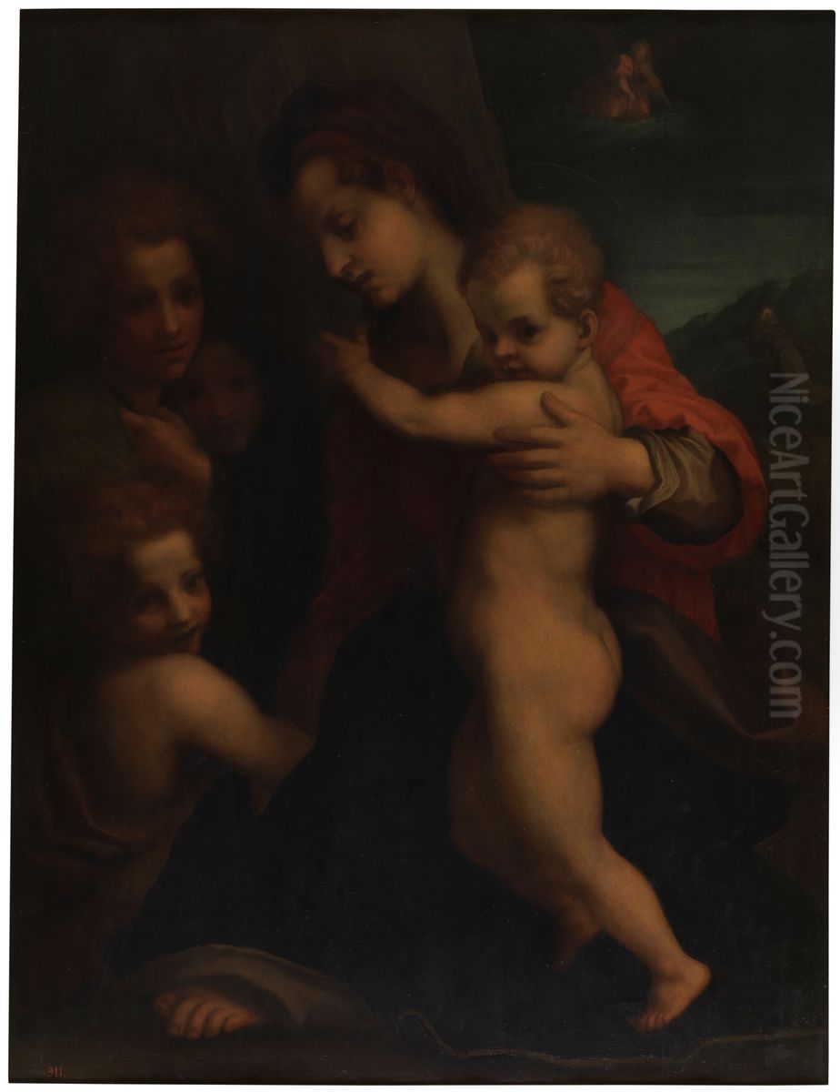 The Virgin with the Child, Saint John and Angels Oil Painting by Andrea Del Sarto
