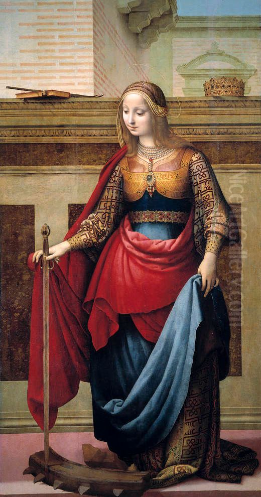 Saint Catherine Oil Painting by Fernando Yanez De la Almedina
