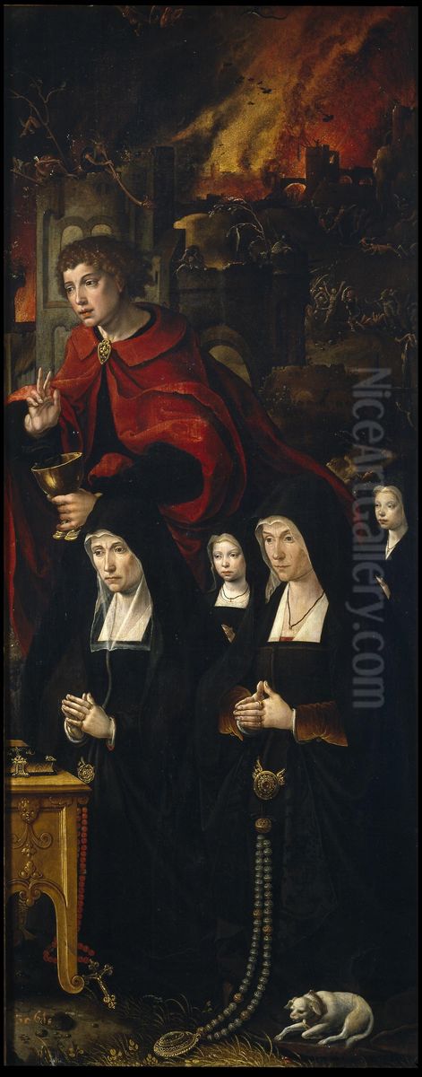 De H. Johannes de Evangelist en stichtersportretten Oil Painting by Pieter Coecke Van Aelst