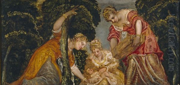 Moises salvado de las aguas Oil Painting by Jacopo Tintoretto