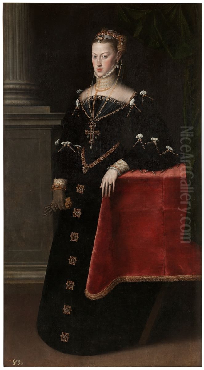 Portyrait of Mary of Habsburg (1528-1603) Oil Painting by Antonis Mor