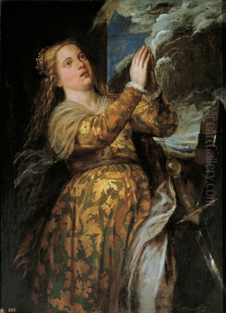 Santa Catalina de Alejandria Oil Painting by Titian