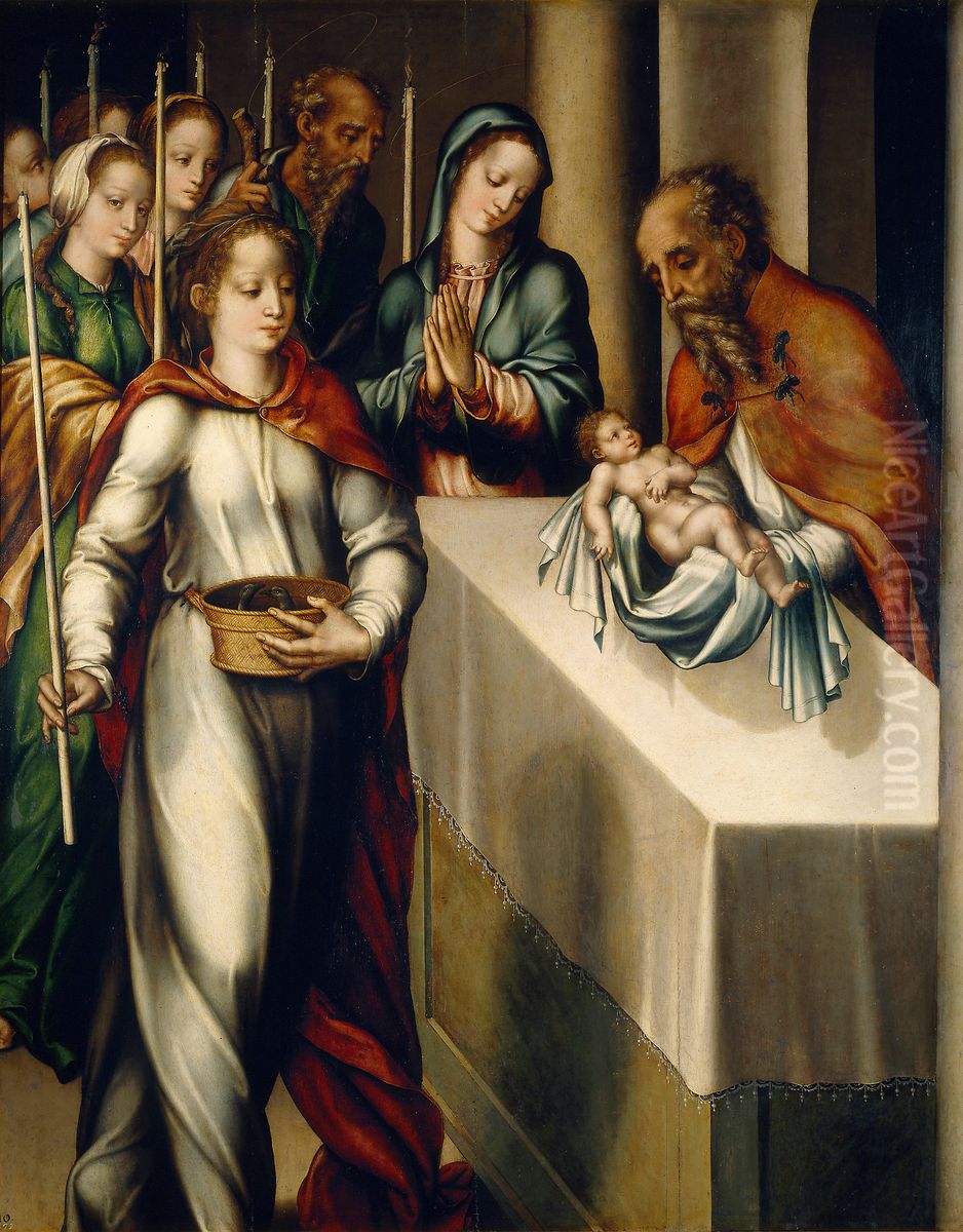 La Purificacion de la Virgen o La Presentacion en el Templo Oil Painting by Luis de Morales