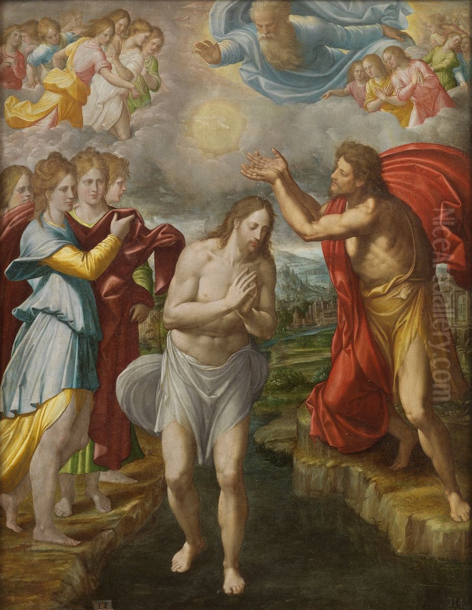 Bautismo de Cristo Oil Painting by Juan Fernandez Navarrete