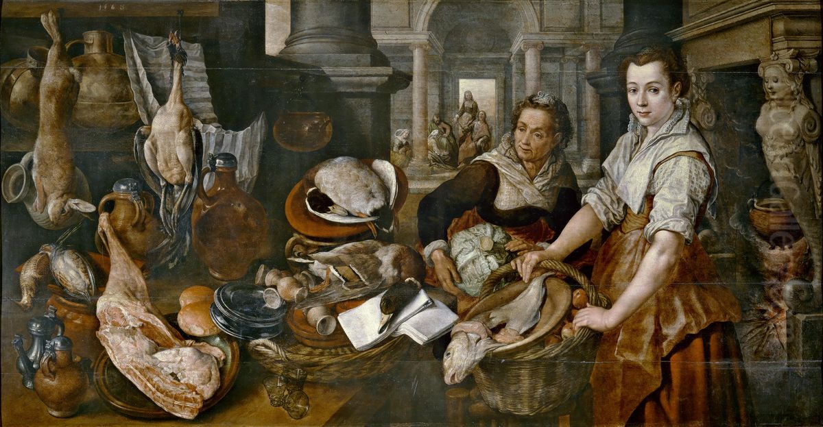 Christ at home with Martha and Mary Oil Painting by Joachim Beuckelaer