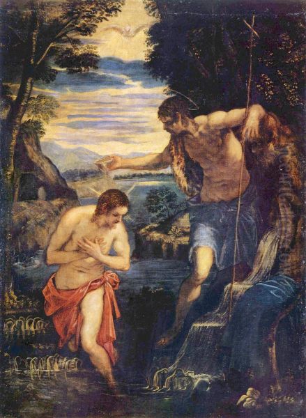 Taufe Christi Oil Painting by Jacopo Tintoretto