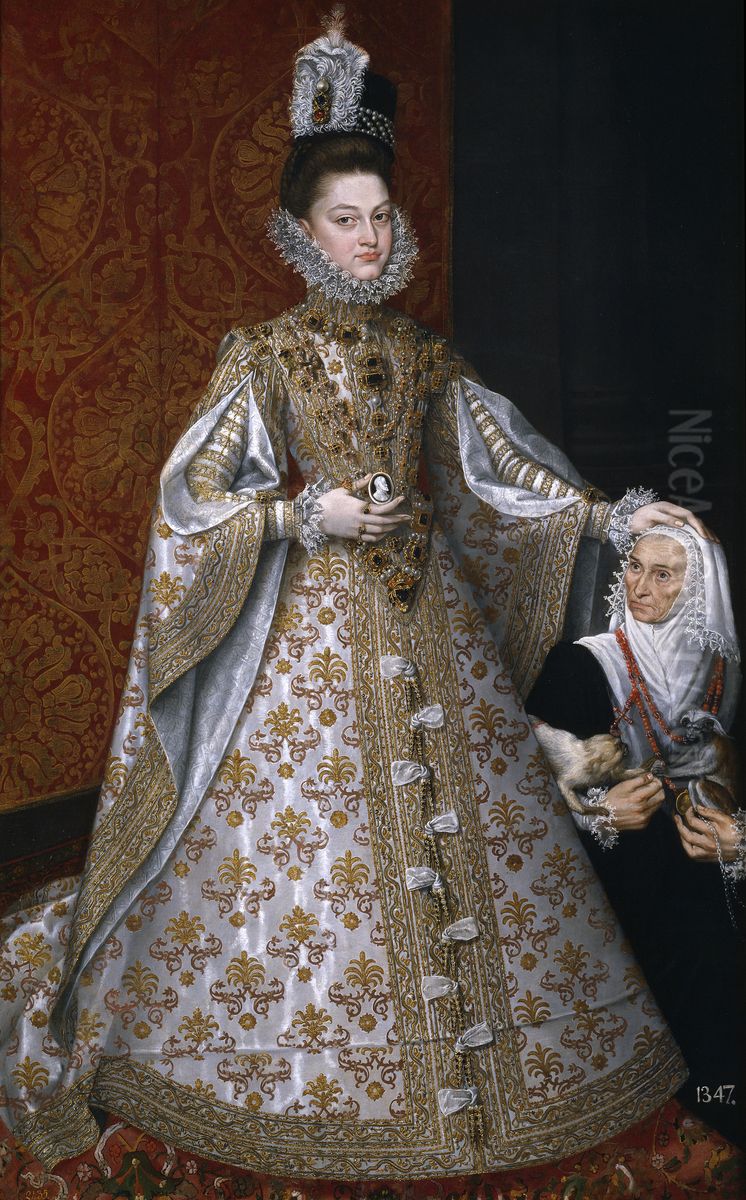 Portrait of La infanta Isabel Clara Eugenia y Magdalena Ruiz Oil Painting by Alonso Sanchez Coello