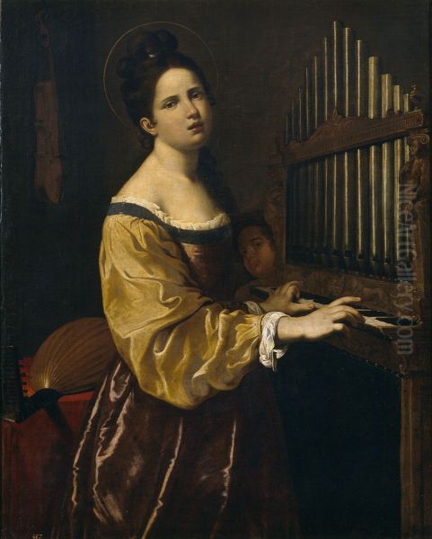 Santa Cecilia Oil Painting by Antiveduto Grammatica