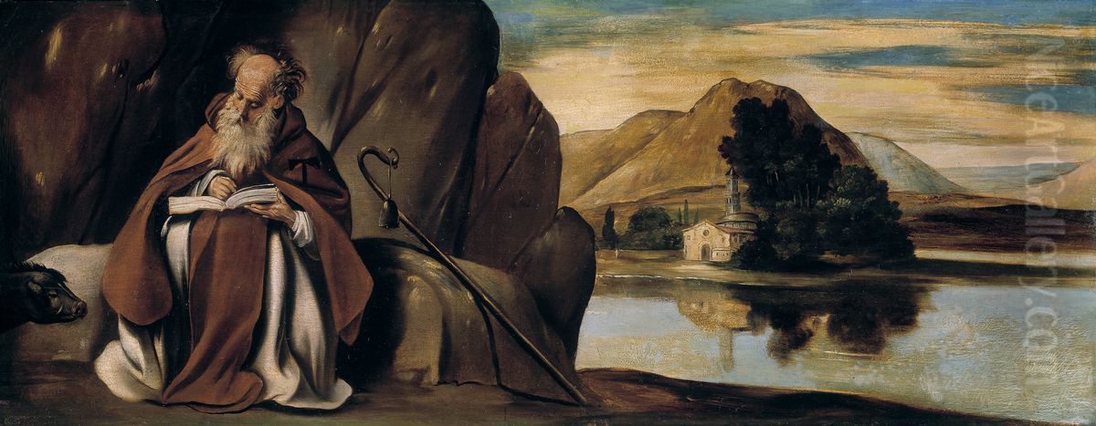 San Antonio Abad en un paisaje Oil Painting by Juan Bautista Maino