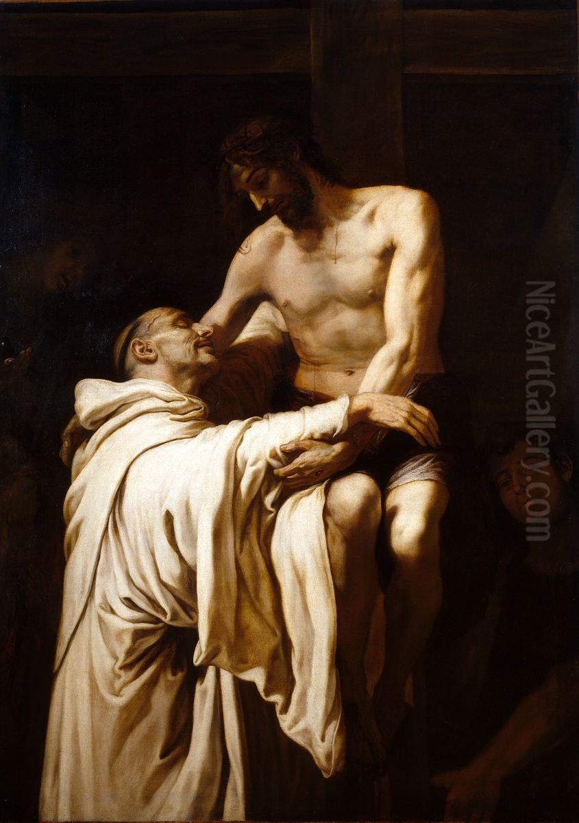 Christ Embracing St Bernard Oil Painting by Francesc Ribalta