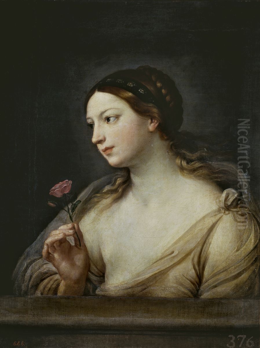Muchacha con una rosa Oil Painting by Guido Reni