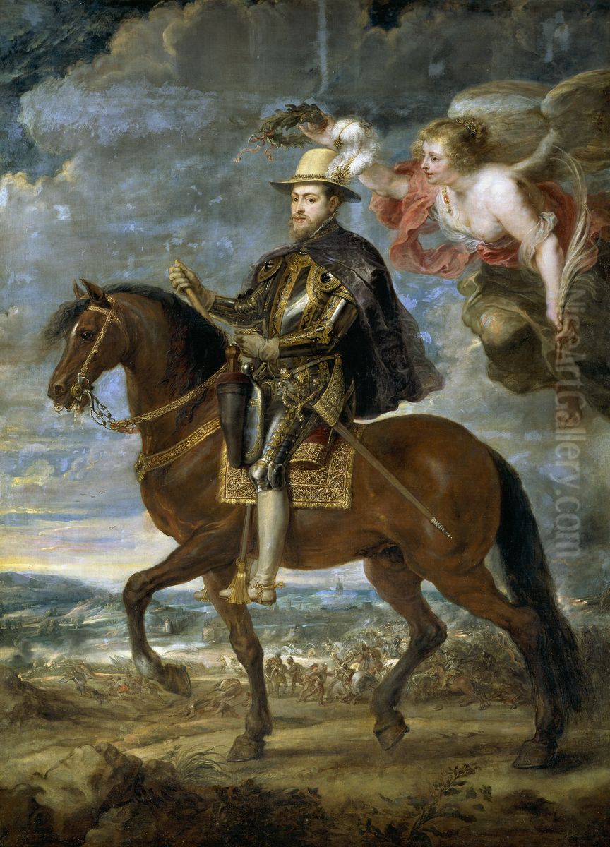 Portrait of Philips II van Habsburg (1527-1598) Oil Painting by (studio of) Rubens, Peter Paul