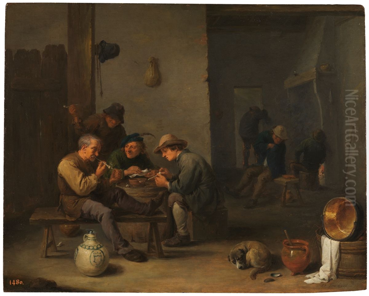 Smokers in a tavern Oil Painting by David Teniers the Younger