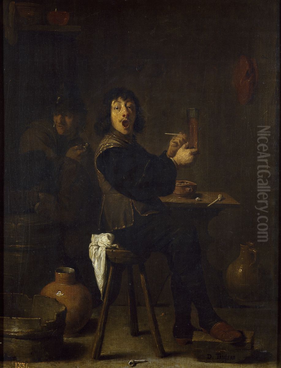 The Gleeful Soldier Oil Painting by David Teniers the Younger