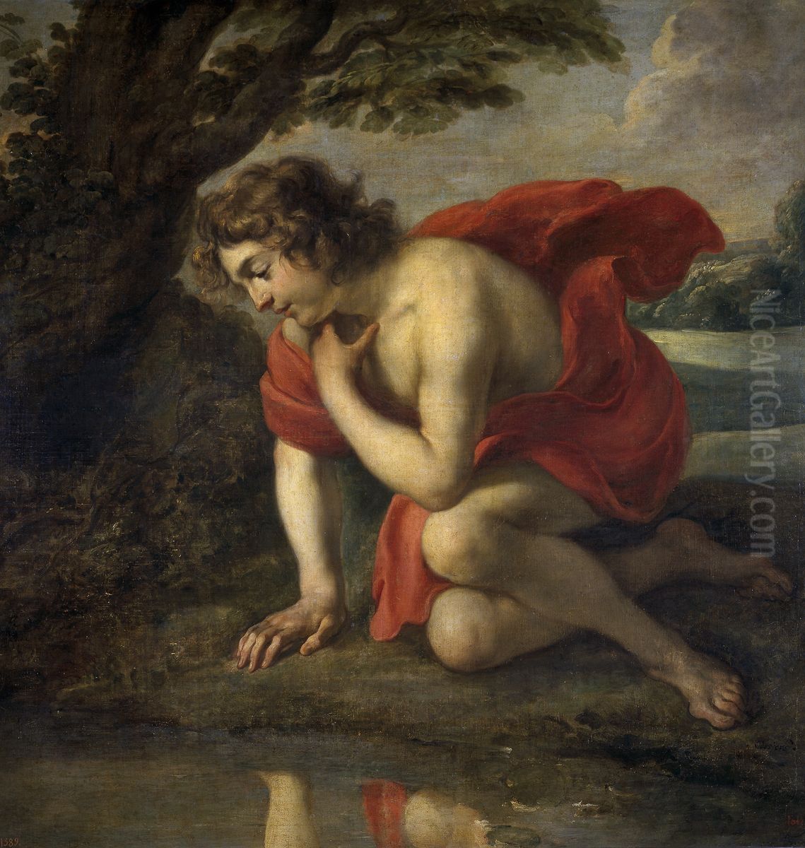 Narcissus Oil Painting by Jan Cossiers