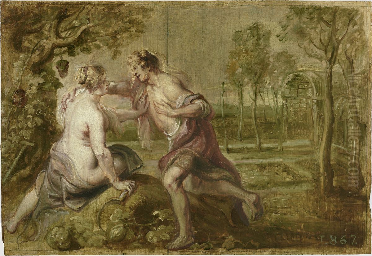 Vertumnus and Pomona Oil Painting by (studio of) Rubens, Peter Paul
