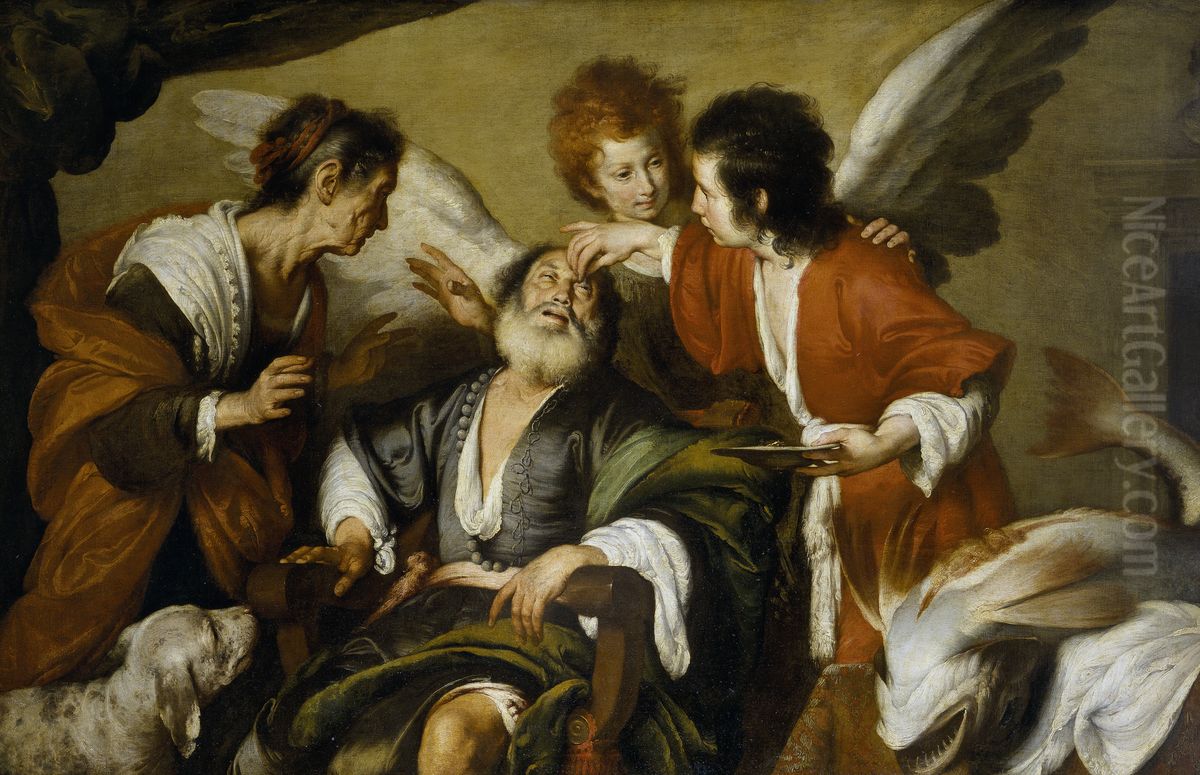 La curacion de Tobias Oil Painting by Bernardo Strozzi