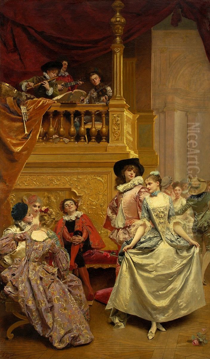 Costume ball (Minuet). Oil Painting by Jacquet Gustave