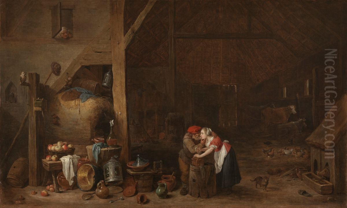 The Old Man and the Maid Oil Painting by David Teniers the Younger